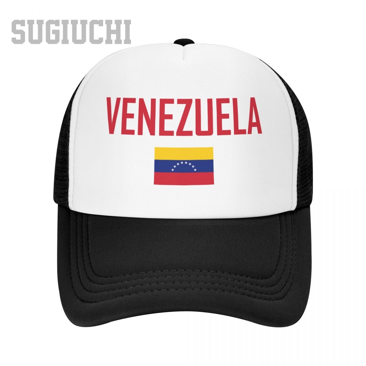 Trucker Cap Mesh - ユニセックス メッシュ キャップ 帽子 ベネズエラの国旗とフォント トラッカー