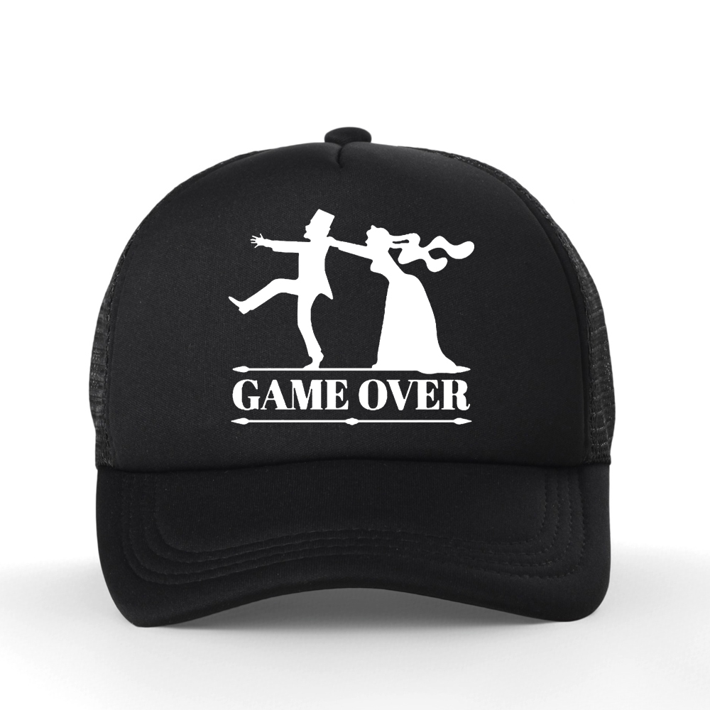 ゲームオーバー花嫁新郎独身者パーティー野球帽カジュアル面白い - Trucker Cap Mesh のレビューと価格