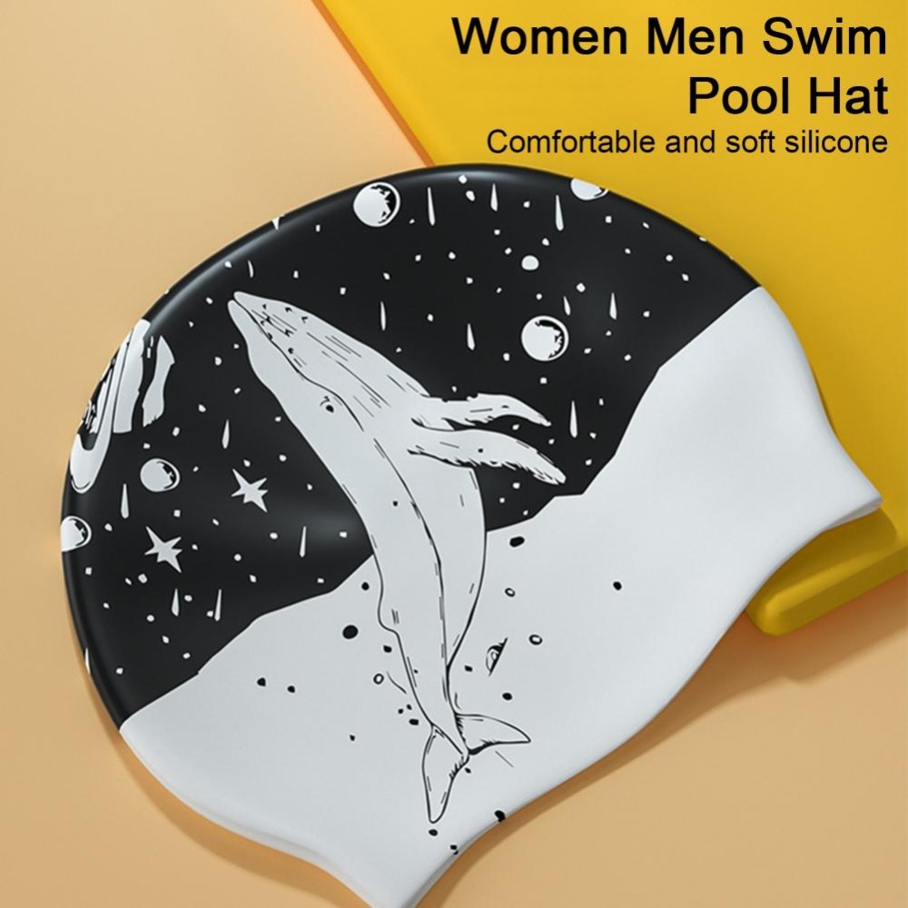 きつすぎない両面プリント水泳帽子シリコンブラックプリント水泳 - Swim Hat Silicone のレビューと価格